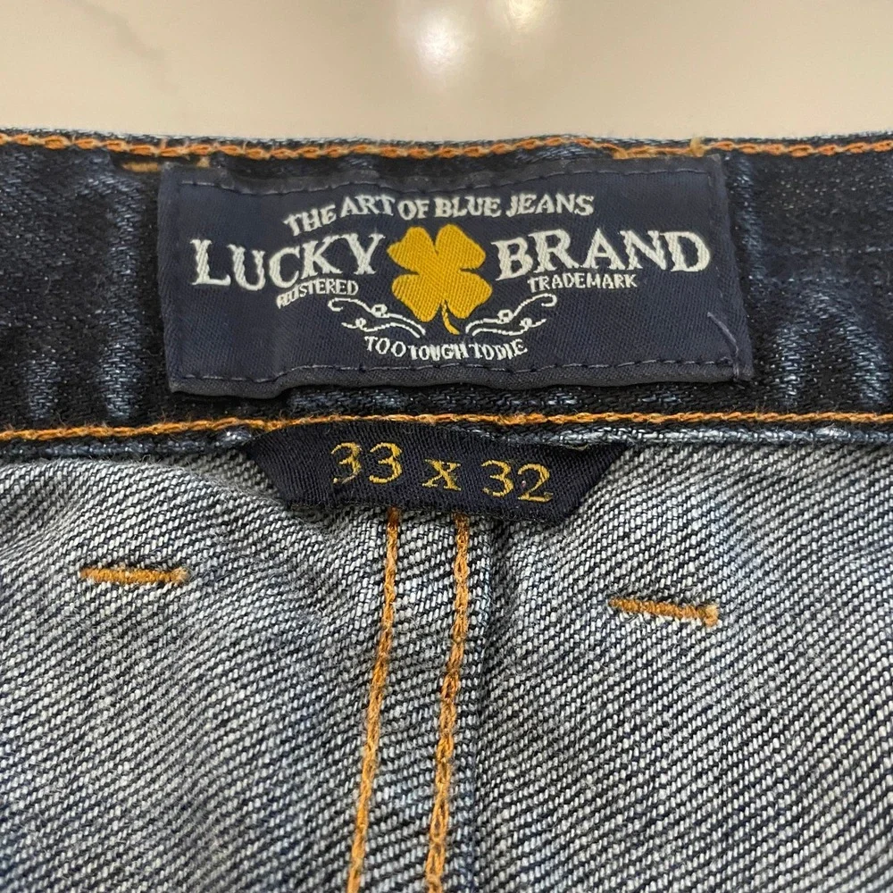 Lucky Brand Dean Straight Leg Jeans Mens 33x32 Dark Wash Blue Denim Classic Fit